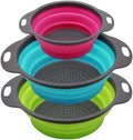 Collapsible Colander Set of 3 Round Silicone Kitchen Strainer Set
