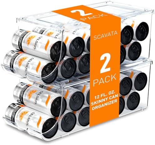 SCAVATA 2 Pack Skinny Can Organizer for Refrigerator