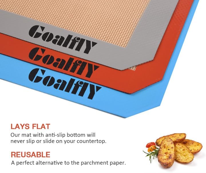Small Silicone Baking Mat, Quarter Sheet (11.8 x 8.5 In), 3 Pack