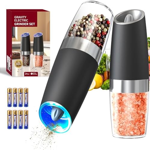 CIRCLE JOY Gravity Electric Salt and Pepper Grinder Set, Black