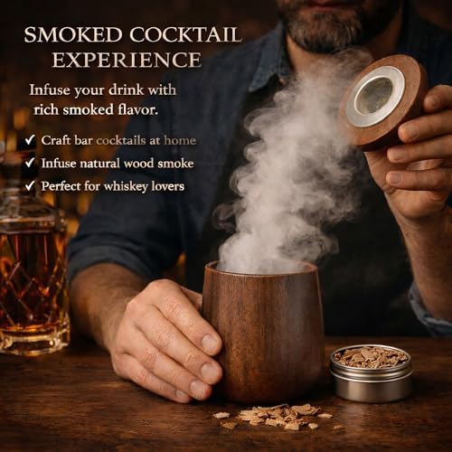 Black Oak & Smoke Wood Whiskey Cup Set, 2-Pack with Smoker & Wood