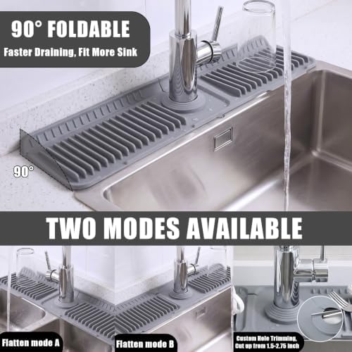 2 Set Silicone Dish Drying Mat with 24'' Faucet Mat for Kitchen