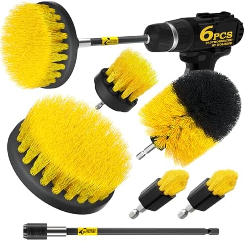 Holikme 6Pc Drill Brush Set with Extension, Soft Bristles