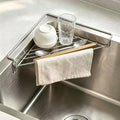 Triangle Dish Drying Rack for Sink Corner, Black and Silver