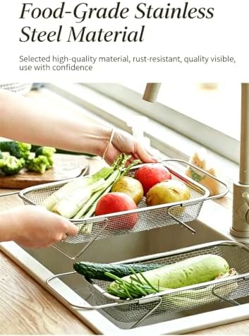 Expandable Stainless Steel Sink Colander Basket, Adjustable Kitchen