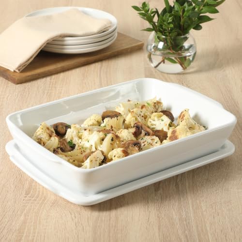 Gibson Home Gracious Dining 2.6-Qt White Stoneware Covered Baking Dish
