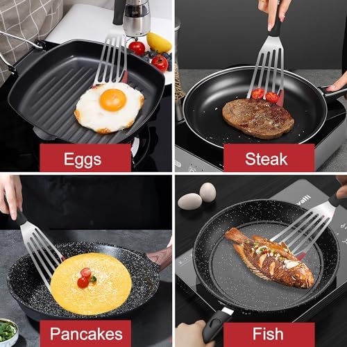 Beijiyi 2-Piece Silicone Fish Spatula for Nonstick Cookware, Heat