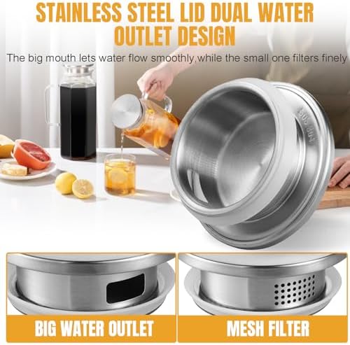 2 Pack 2 Liters/68 oz Octagon Glass Water Pitcher with Lid and Spout