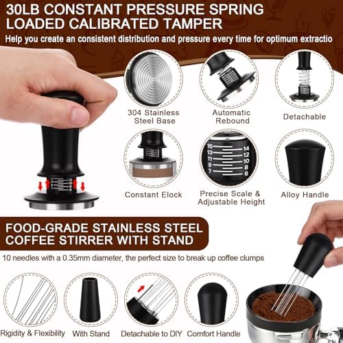 7 Pcs 51mm Espresso Accessories Kit with Plastic Tamping Station