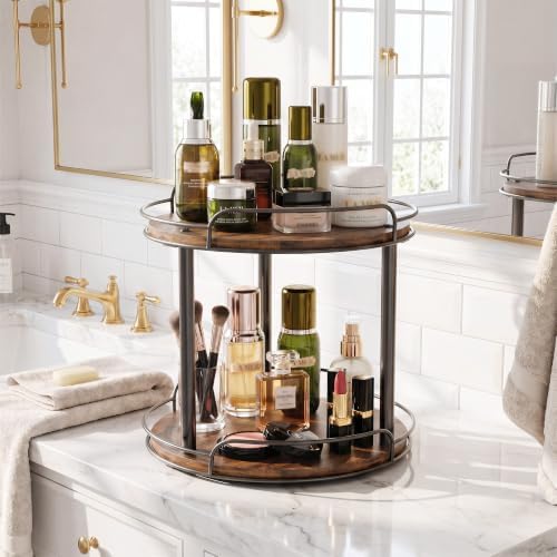 2-Tier Lazy Susan Spice Rack, 10'' Rotating Turntable for Cabinet