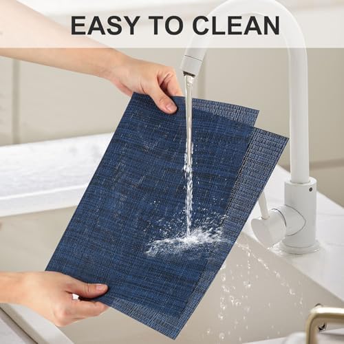 Vinyl Placemats Set of 4, PVC Woven Washable Non-Slip Table Mats, Heat