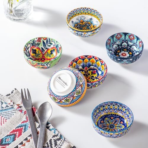 Ceramic Dipping Bowls Set of 6, 2.7 oz Boho Soy Sauce & Condiment