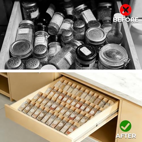 UFORU Acrylic Drawer Spice Organizer 8 Pack,Expandable 11‐22" Tray