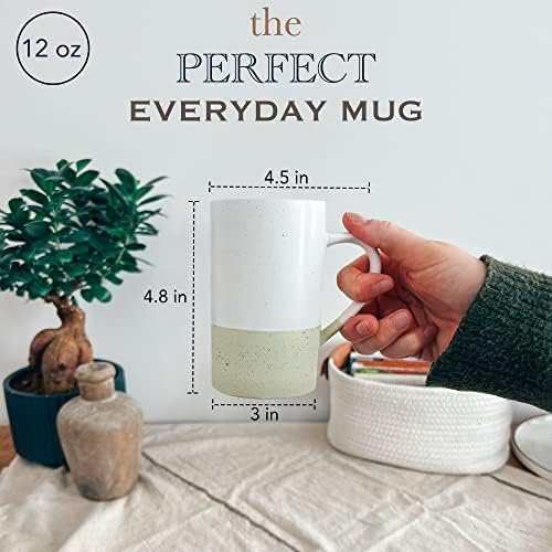MORA Ceramics 12oz Coffee Mug Set of 4 - Ceramic Tea Cups with Handle