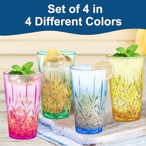 Lily's Home 18oz Unbreakable Premium Drinking Tumblers Set of 4