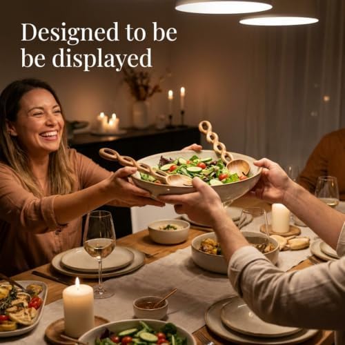 Salt & York 13-Inch Acacia Wood Salad Servers, 2-Piece Handcrafted