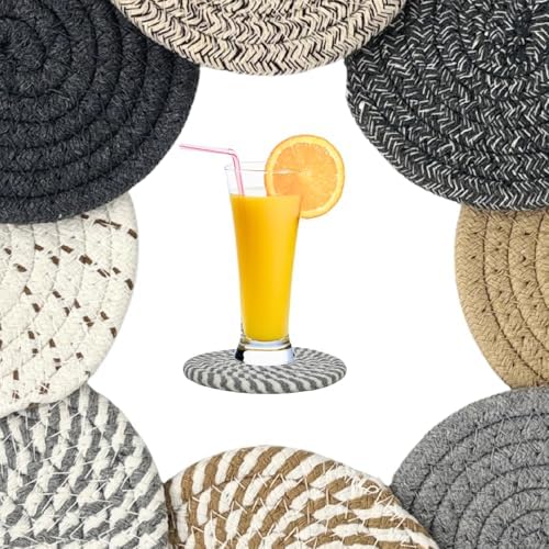Coasters Set of 8, Drink Coasters Brown & Grey