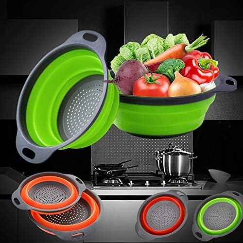 Foldable Kitchen Colander, Silicone Strainer for Vegetables Fruits