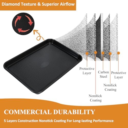 SS&CC Nonstick Baking Sheet Pan Set of 3, 0.8mm Carbon Steel Cookie