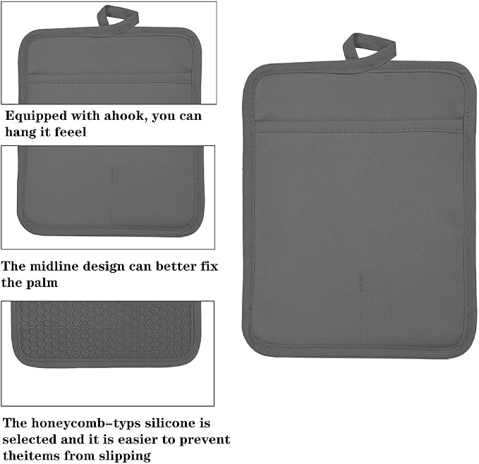 Oven Pot Holder with Pocket Cotton Heat Resistant Coaster Potholder Kitchen Hot - Image 3