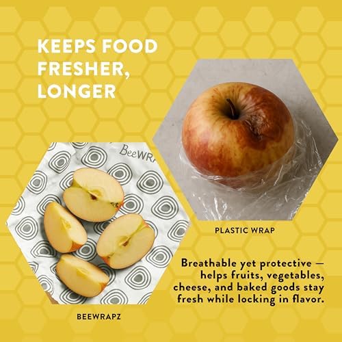 BeeWRAPZ Reusable Beeswax Wraps, Pack of 3, Grey