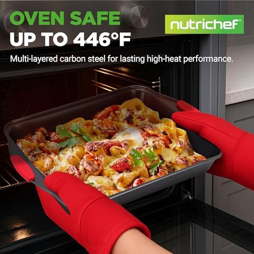 NutriChef Non-Stick Kitchen Oven Baking Pans-Deluxe & Stylish Nonstick