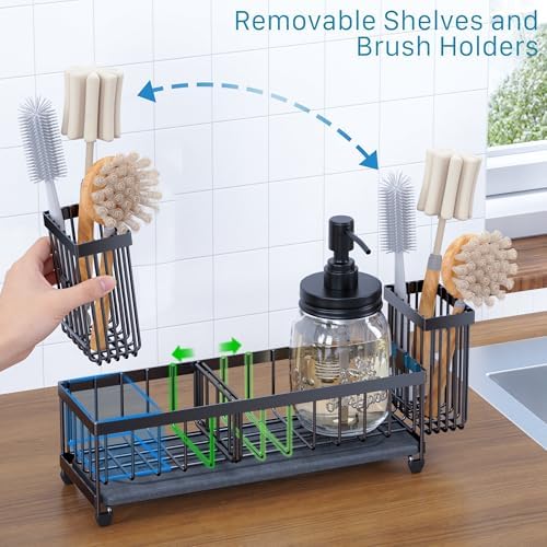 Galasily Mason Jar 16 oz Liquid Soap Dispenser Set, Black