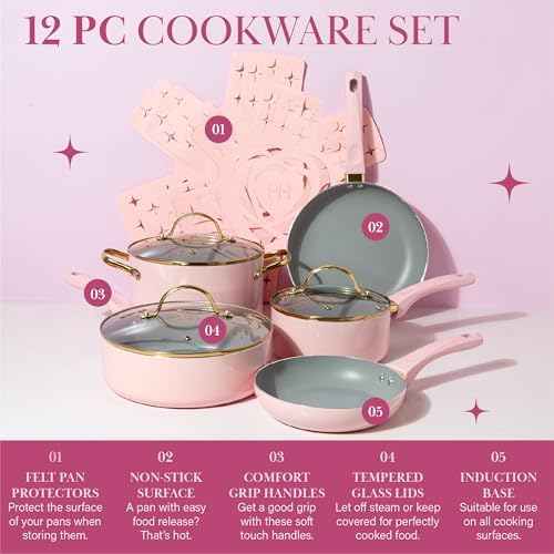 Paris Hilton Epic Nonstick Pots and Pans Set, Multi-layer Nonstick