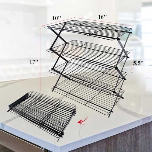 4-Tier Collapsible Cooling Rack For Baking - Expandable & Foldable