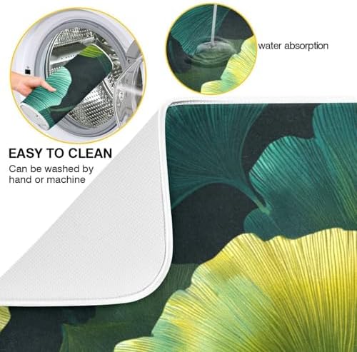 OTVEE Golden Foliage Art Dish Drying Mat for Kitchen Counter Absorbent