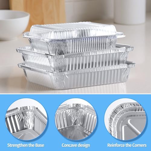 40 Pack Disposable Aluminum Pans with Lids, 9x9 & 8x8 Inch