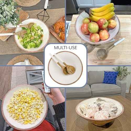 AuldHome Design Wooden Salad Bowl Set (Large Serving Bowl w/Utensils)