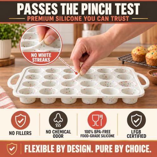 Silicone Muffin Pans, 2-Pack Regular 12 Cup & Mini 24 Cup, BPA-Free