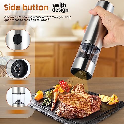 Electric Salt and Pepper Grinder, Stainless Steel