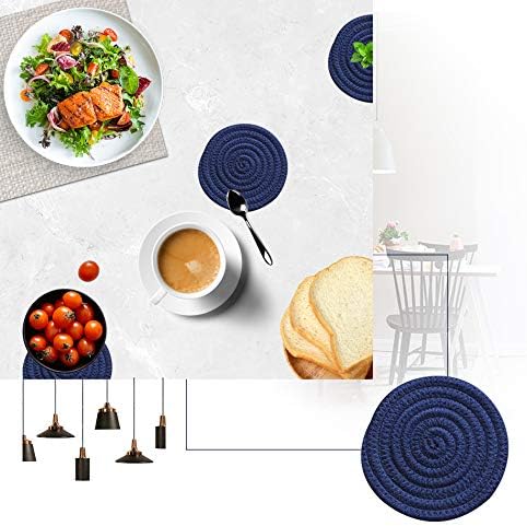 Gracelife 6pcs Cup Mat Pure Cotton Thread Weave Round Drink Hot Pads