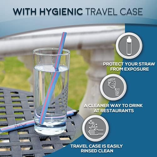 Reusable Drinking Straws with Travel Case, Made in USA, Cups 12-32 oz