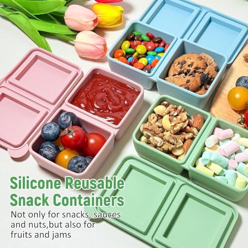 3Pack Silicone Snack Containers with Lids-Lightweight and