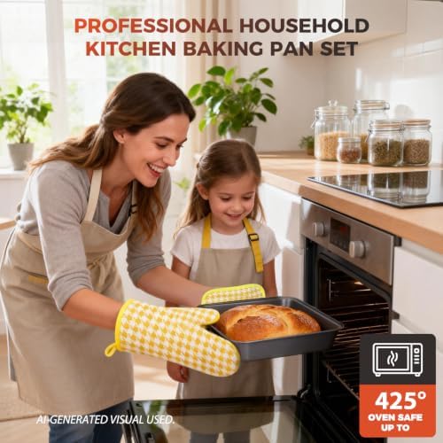8-Piece Baking Pans Set, Nonstick Baking Set, Baking Glove Included