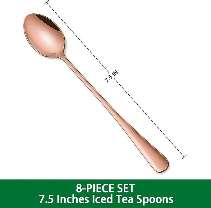 7.5 Inches Long Handle Coffee Stirring Spoons, Copper Stainless Steel Ice Cream - Image 2