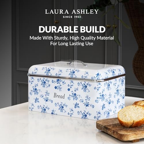 Laura Ashley China Rose Large Bread Box for Kitchen Countertop - Breadbox