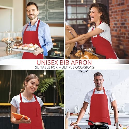 Utopia Kitchen Bib Aprons 2 Pack Adjustable With 2 Pockets 100%