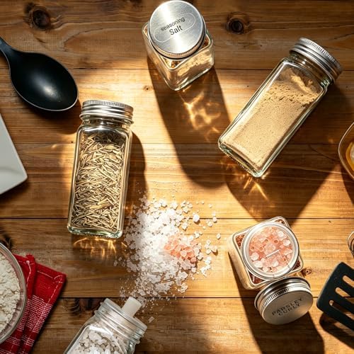 24 Spice Jars with Label Glass Spice Jars Set 4oz Seasoning Containers