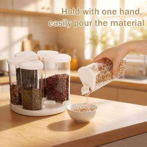 5-10 lbs 6 Grids 360° Rotating Cereal Dispenser Countertop
