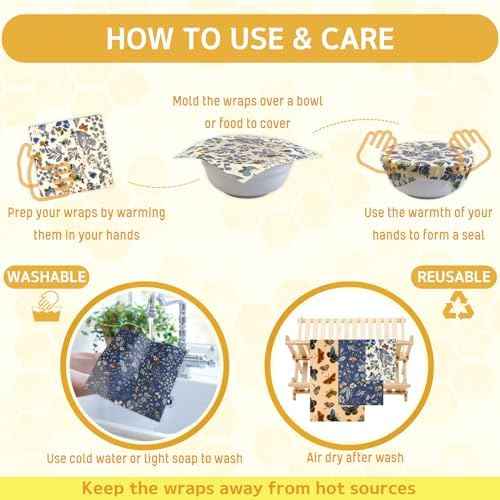 9 Pack Reusable Beeswax Food Wraps
