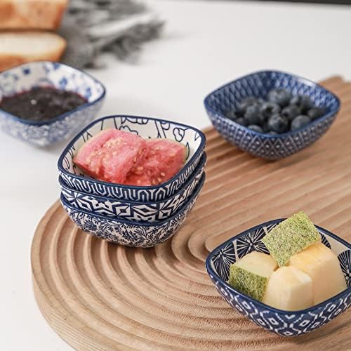 Selamica Ceramic 2.6 OZ Square Dipping Bowl Set, Set of 6, Vintage