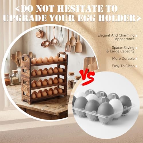 LemonRoad 4-Tier Wooden Egg Holder, Pine