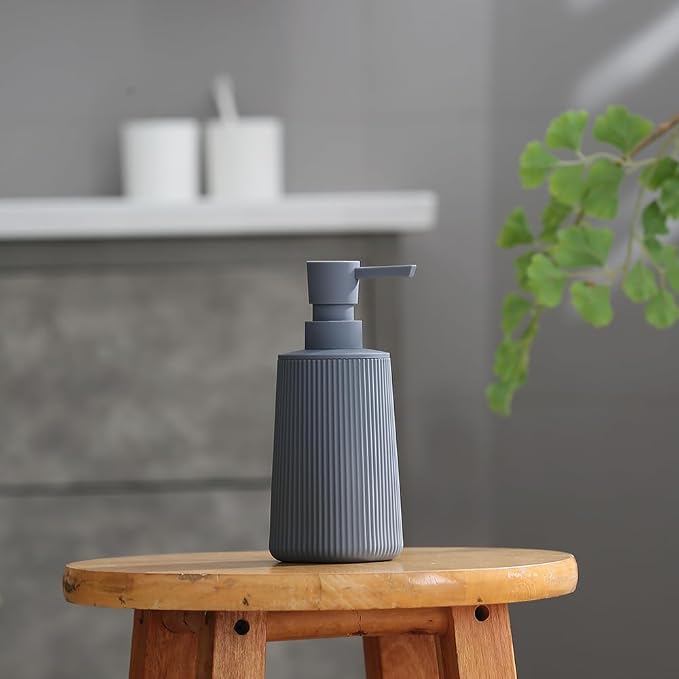 Small Soap Dispenser for Bathroom and Kitchen, Modern Farmhouse Striped Style - Image 4