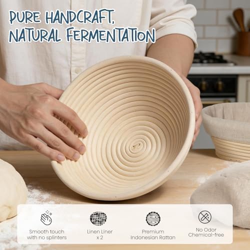 Rorecay Sourdough Starter Kit with Banneton Bread Proofing Baskets