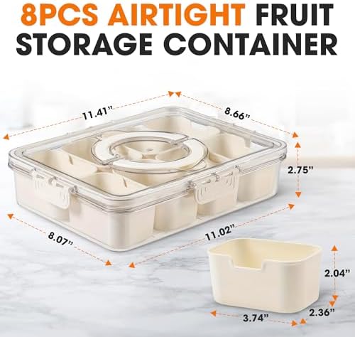 Cheer Collection Fruit Organizer for Refrigerator – 8-Compartment
