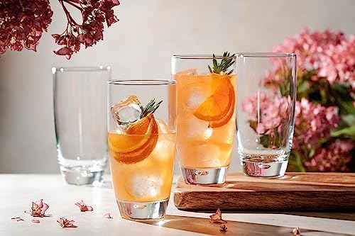 Glaver's Highball Glasses Set Of 4, 16 Oz. Drinking Glasses, Unique